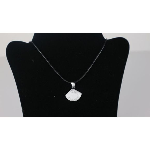 Tumbled Howlite Pendant on Black Cord Adjustable Necklace 9" - Picture 3 of 8